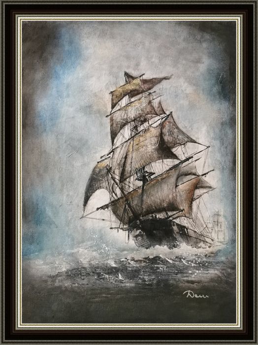 Картина "КОРАБ" с акрилни бои