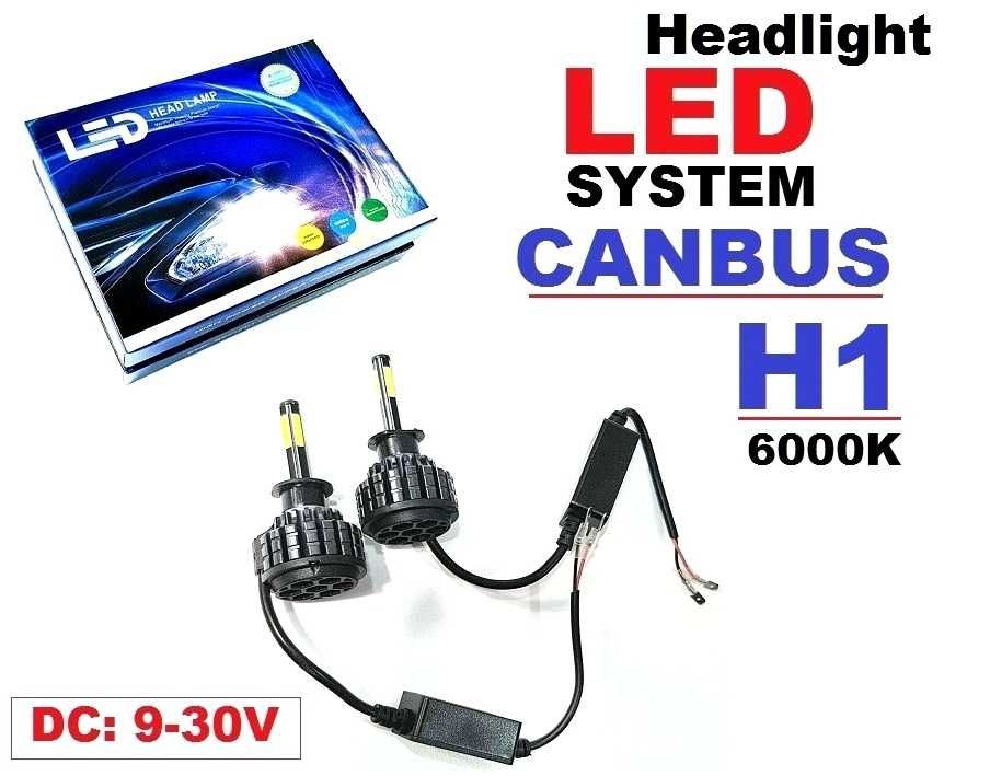 Set 2 buc led becuri H1 6 fete 55W 6000K 360° 9-30V 5200 lm Ip68