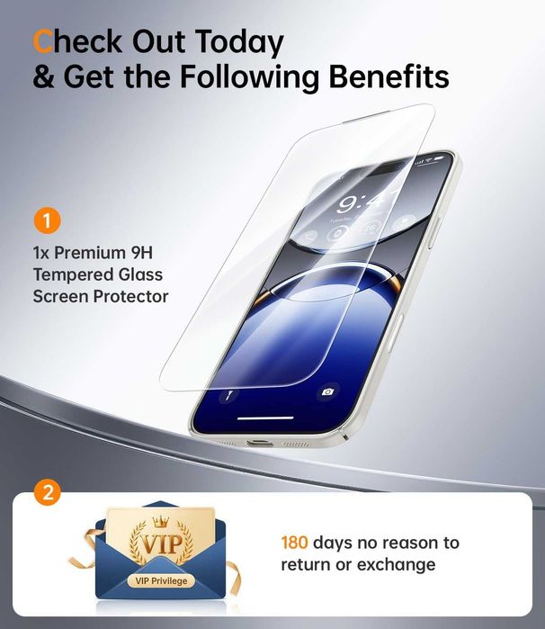 JUESHITUO Кейс за iPhone 17 Pro Max с Magsafe + протектор за екрана 9H