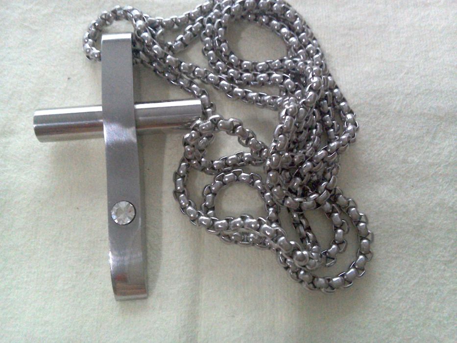 Cruce cu lanț - inox satinat placat rodiu