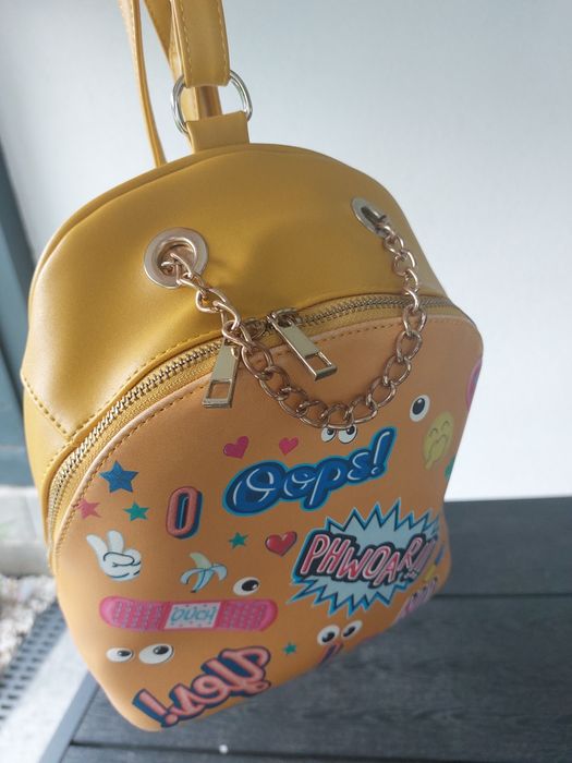 Rucsac Meli Melo, galben cu modele vesele