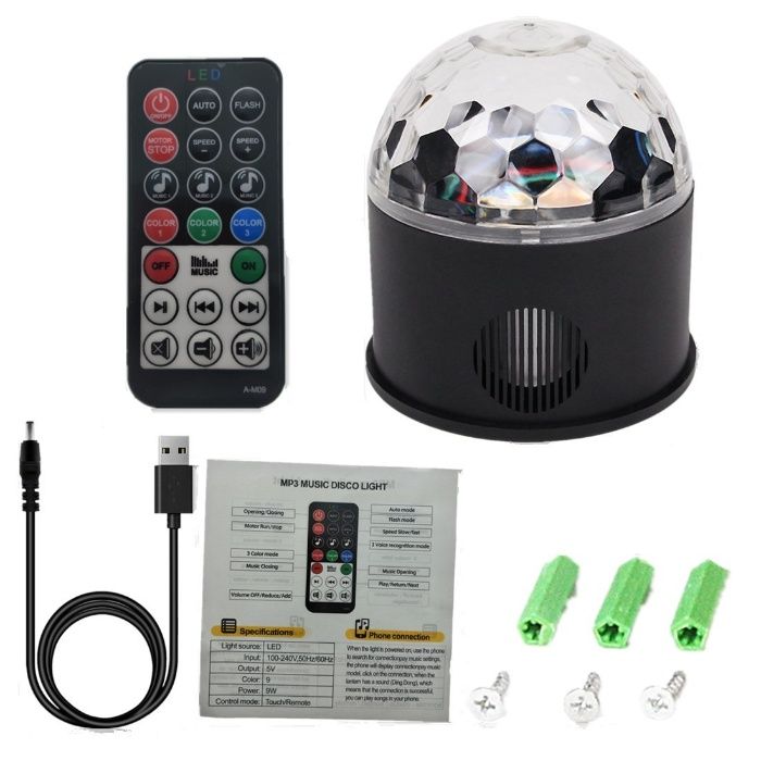 Sistem disco proiefctor difuzor strobe LED, telecomanda, decor