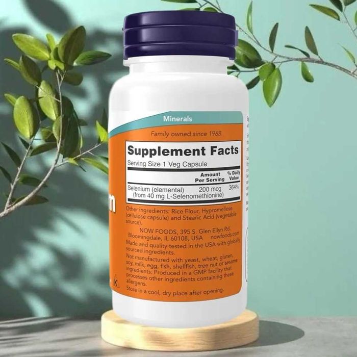 NOW Foods, Селен, Selenium, 200 мкг, 90 растительных капсул