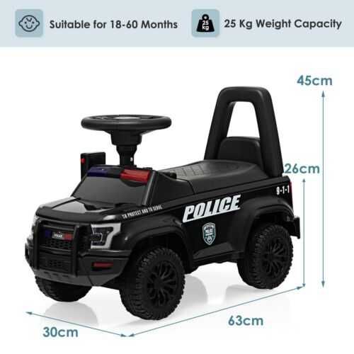 Masinuta electrica de politie BJ993D 30W 6V, cu BT, USB port #Black