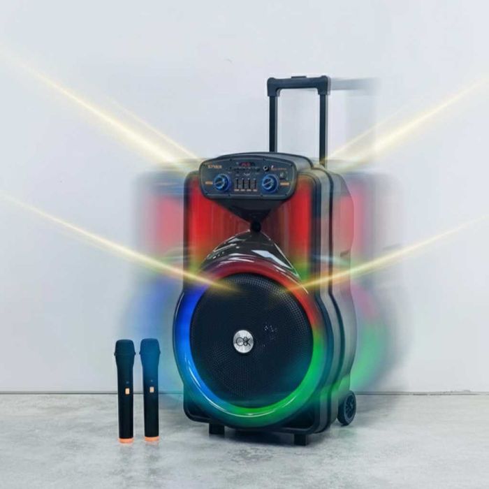 Караоке тонколона 12" BT-1218 с Bluetooth, цветомузика и 2 безжични ми