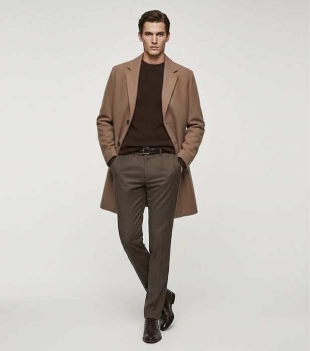 MANGO уникално мъжко палто в кафяво