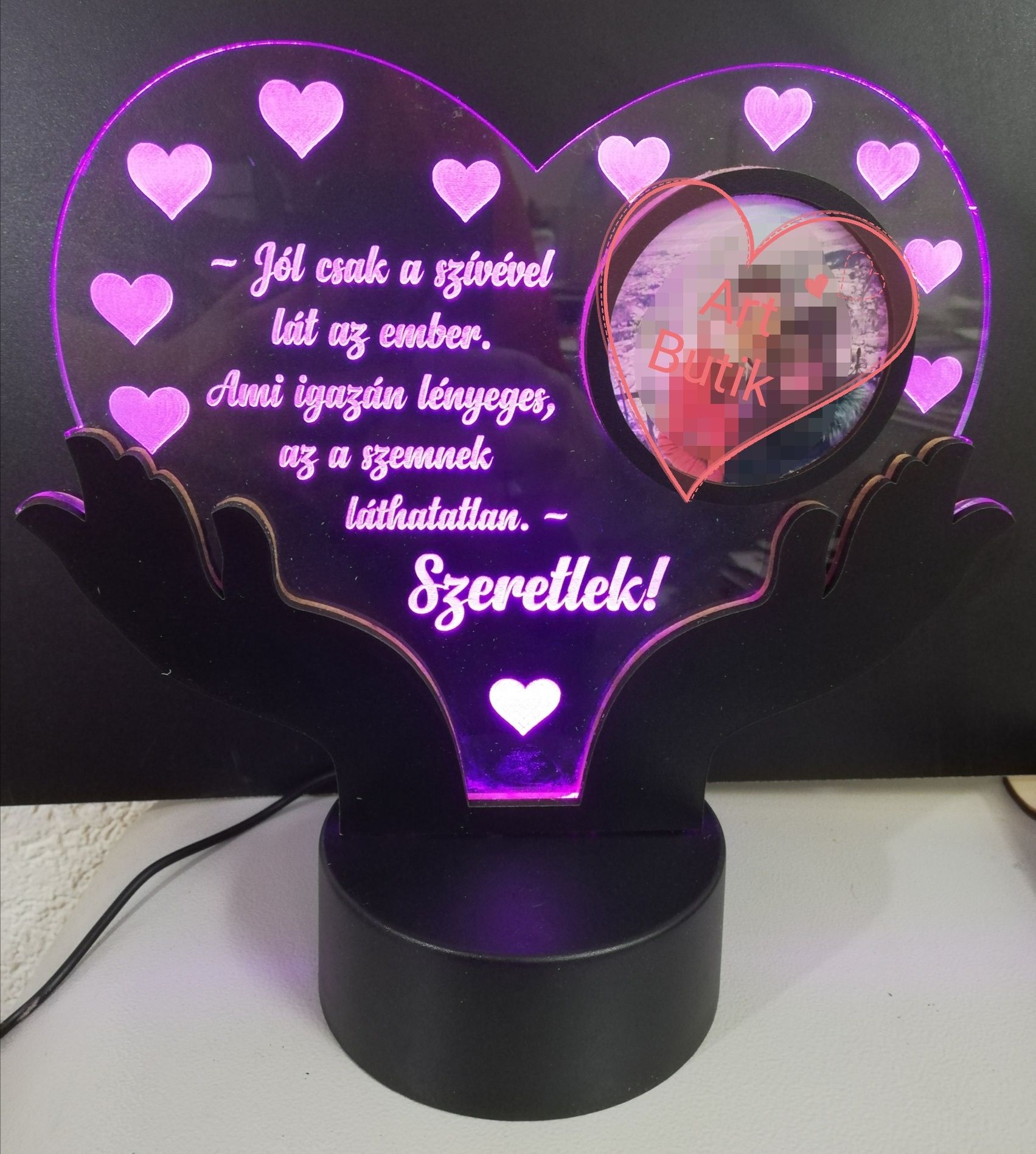 Decor cu led personalizat cu text si poze