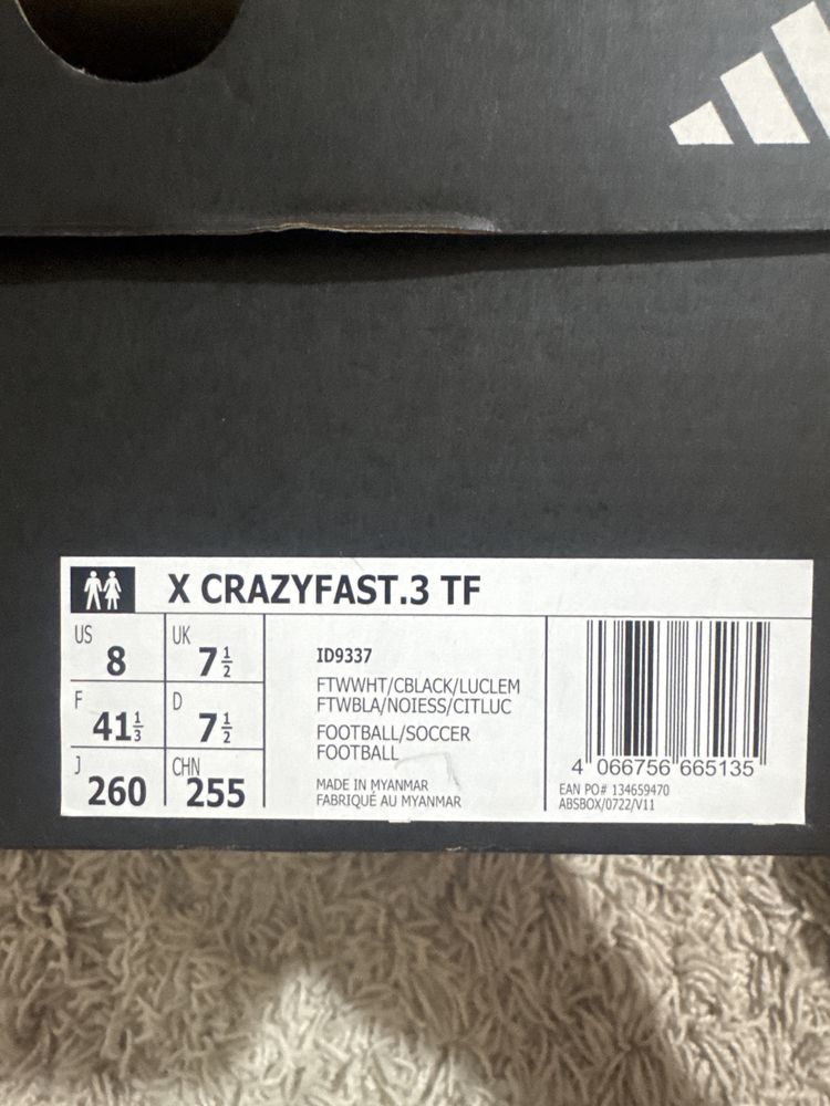 Сороконожки X CRAZY FAST.3 TF  Размер 40-41нужно мерить на ноге.