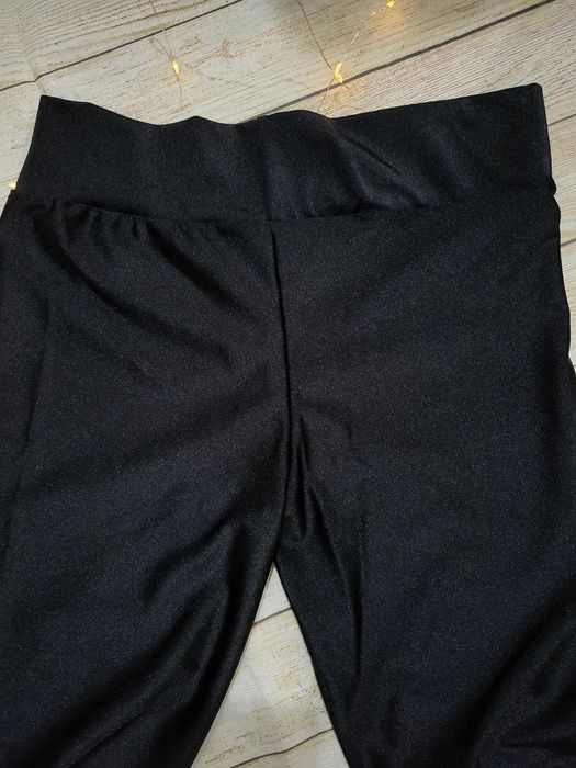 Colanti lucioși lungi negru cu banda