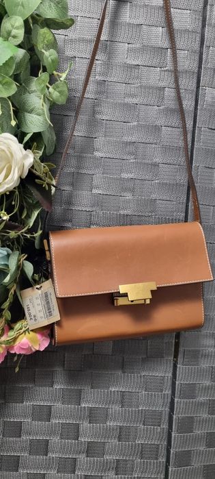 Geanta din piele de bovina Massimo Dutti