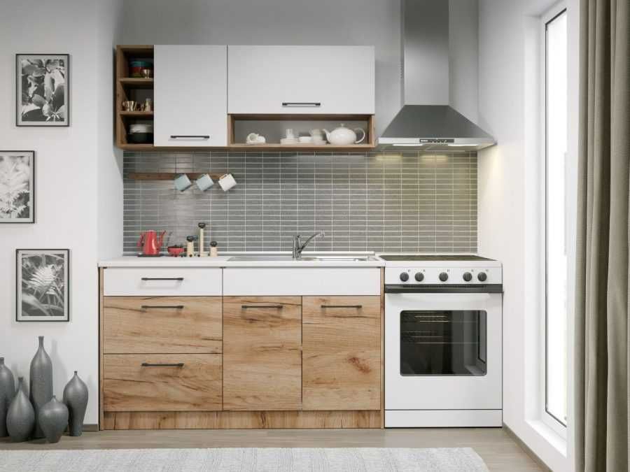 Set Mobila Bucatarie Gastro 140 Alb/Stejar – C09