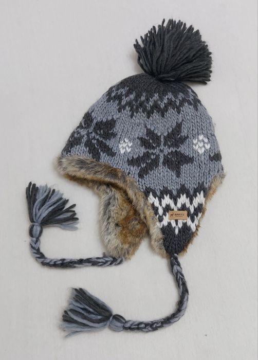 Caciula tricotată BARTS design nordic căptușită cu blană lână One Size