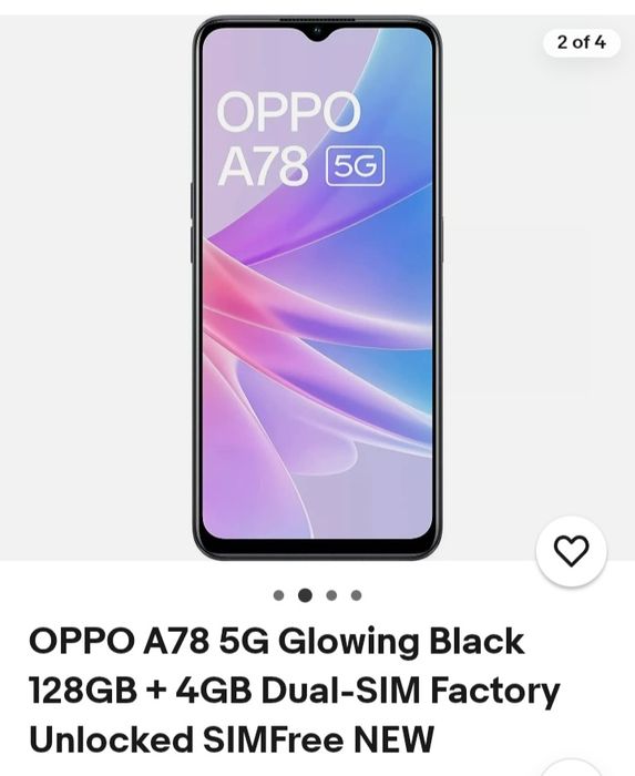 Oppo A78 5g Glowing black  128gb + 4gb RAM dual SIM.