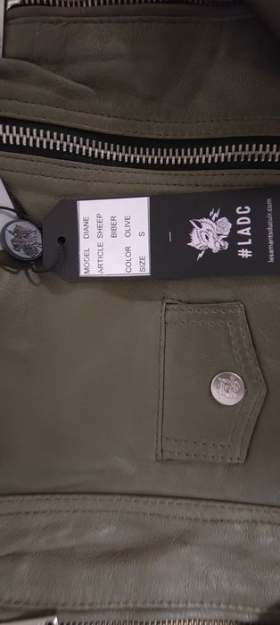 Geaca de piele naturala LADC, kaki, masura S