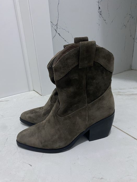 Казачки тёплые, темно-серые, замшевые. 37 размер