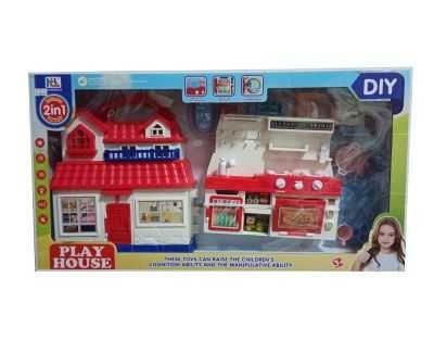 Къща за кукли с кухня, с мивка и аксесоари, светлини и звуци