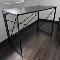 Ново сгъваемо бюро, черен MDF плот, черна метална конструкция