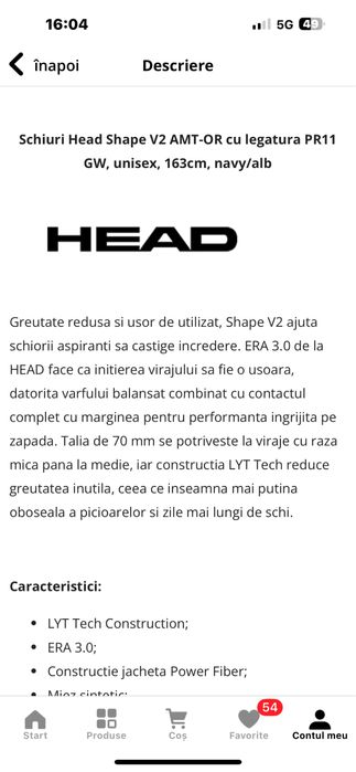 Ski Head V2 163 cm + Bete 125 cm