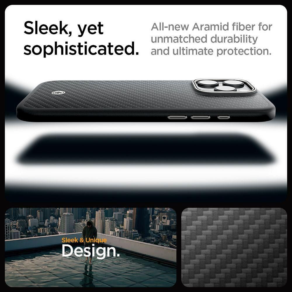 Кейс spigen enzo aramid mag magsafe за iphone 16 pro - black/natural