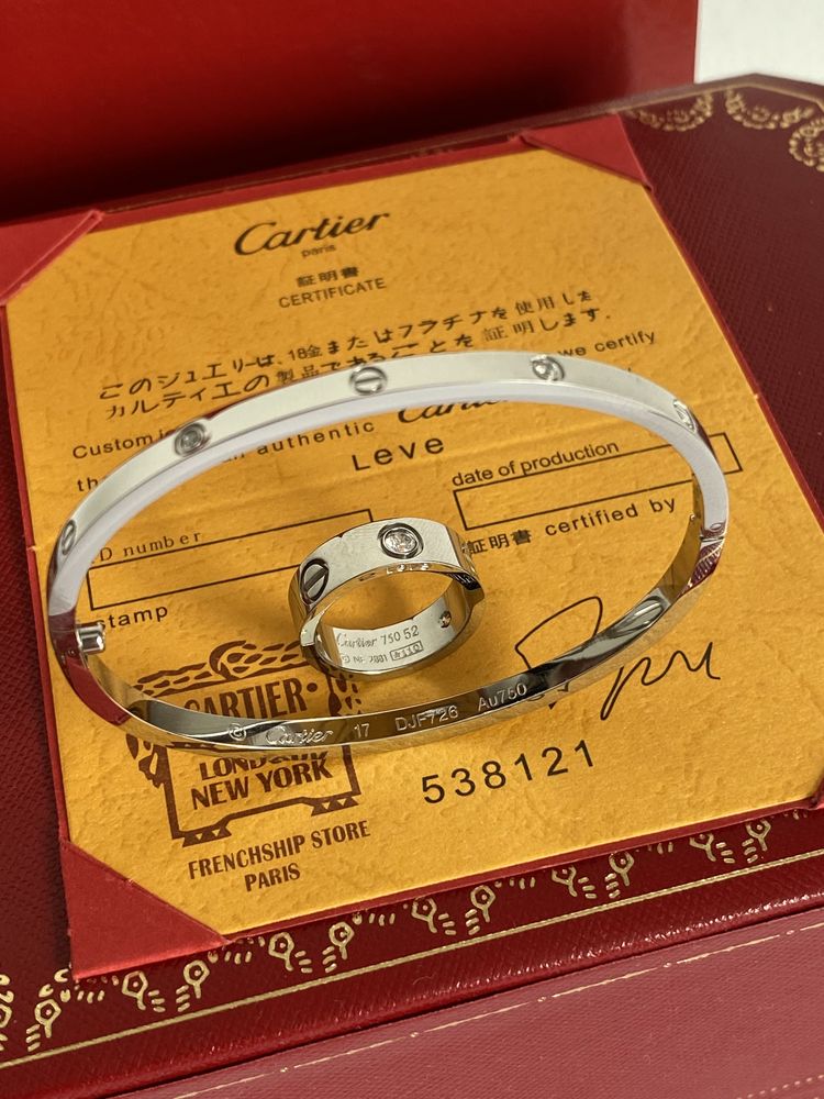 Brățara model Cartier LOVE slim White Gold 750 Diamond