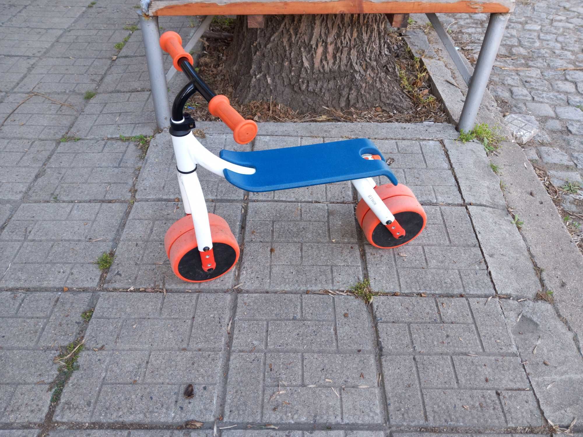 Детски велосипед без педали 2 в 1, бяло/оранжево