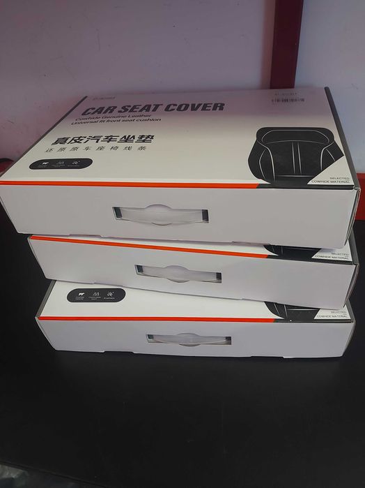 Huse scaune auto rosii,  din piele naturala, noi, 3 buc