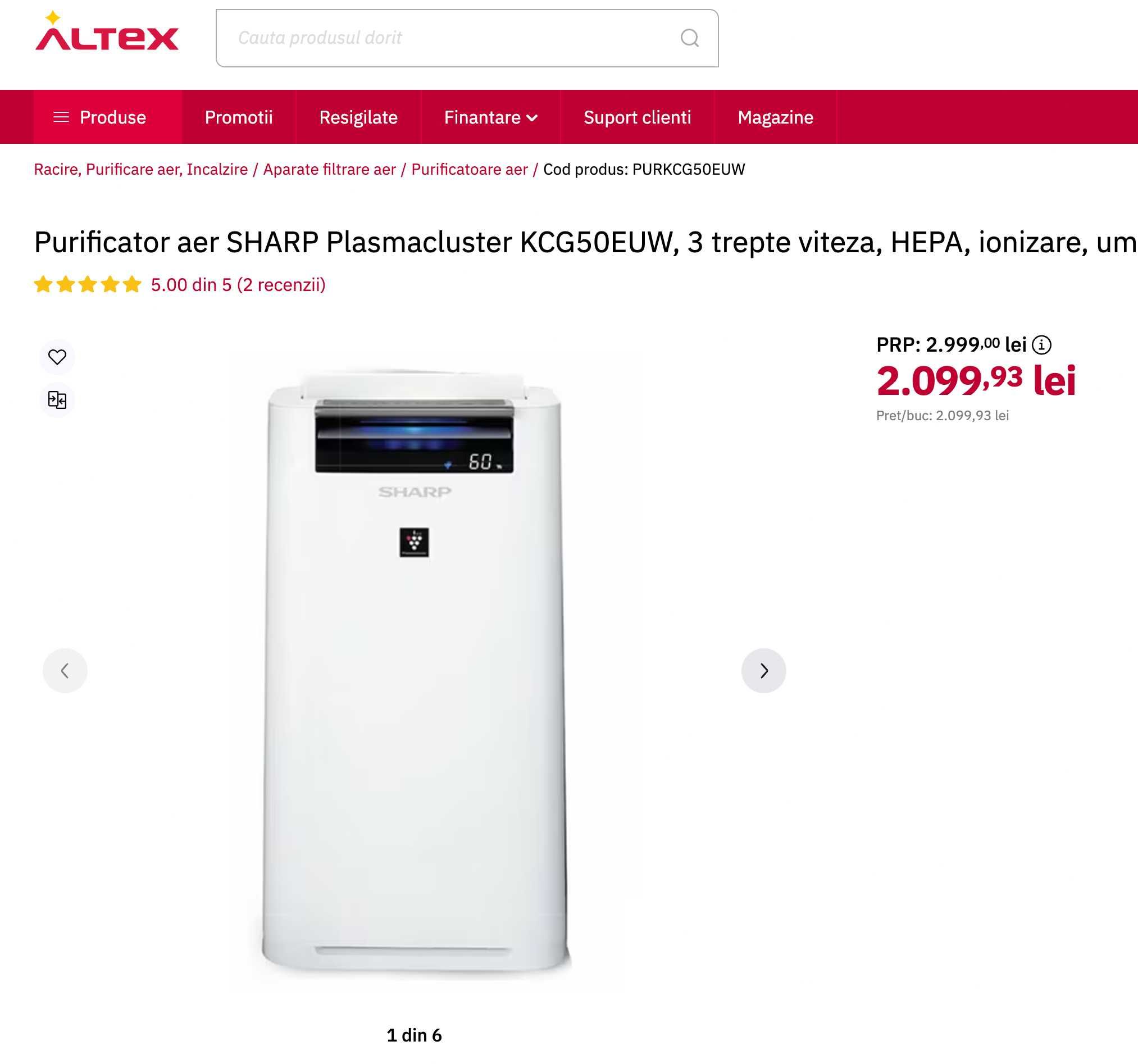 Purificator, ventilator, umidificator cu ionizare - SHARP