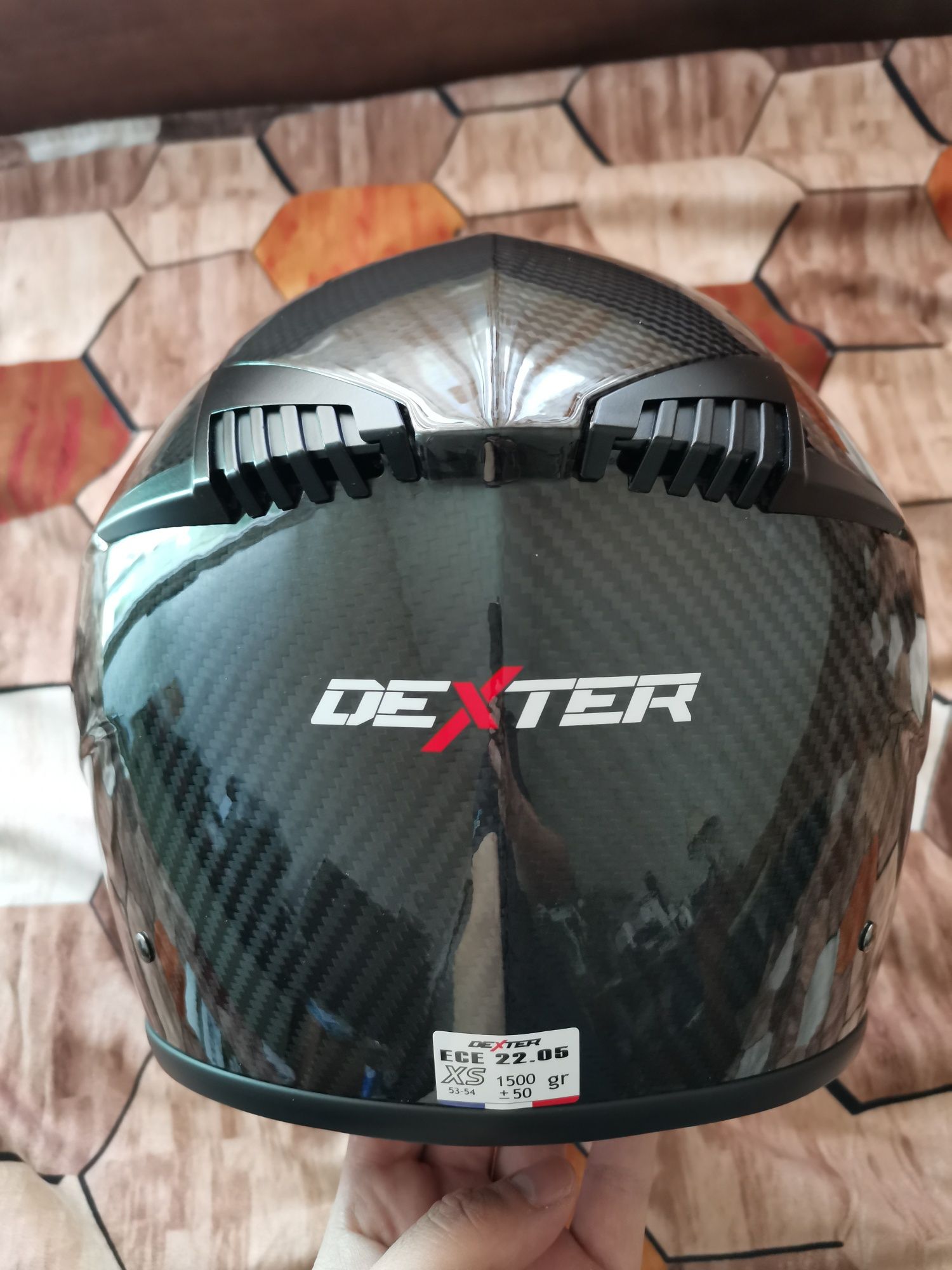 Каска за мотор Dexter Adron Carbon Evo Gloss Carbon Fibre