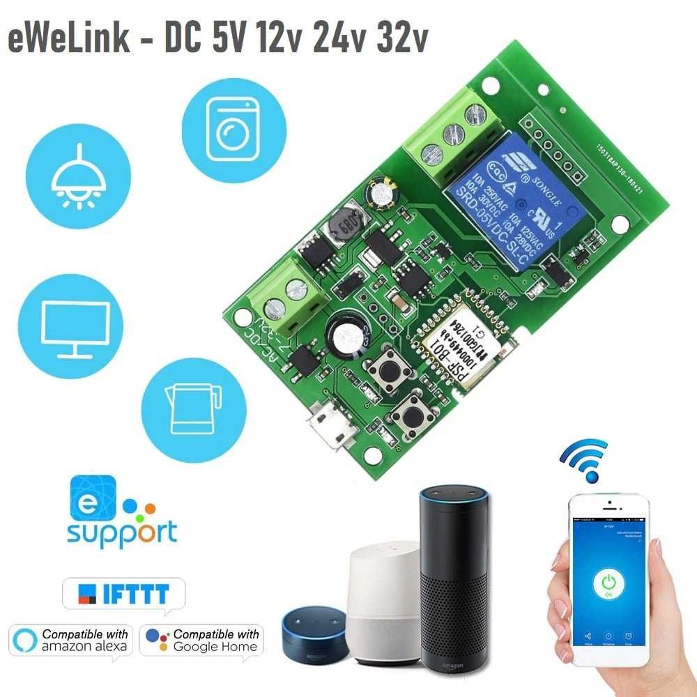 Превключвател Sonoff платка реле WeLink wifi  DC 5V 12v 24v 32v ключ и