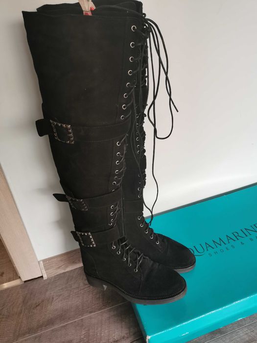 Дамски ботуши естествен велур Aquamarine shoes