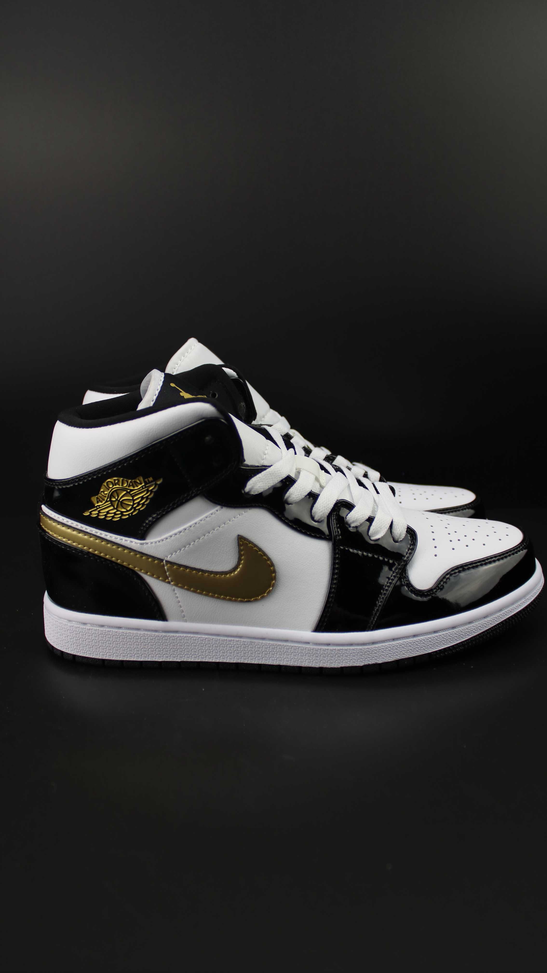Air Jordan 1 Mid Patent Black White Gold (37,5-41)+ CADOU