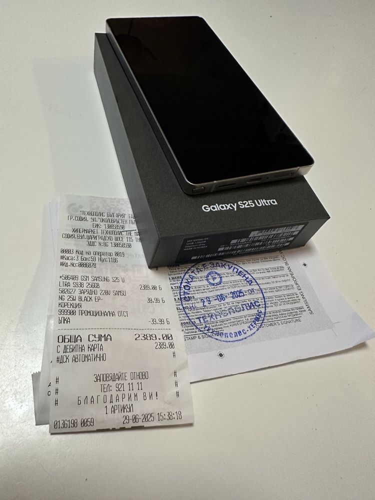 Samsung s25 ultra 256 чисто нов. Гаранция до 29.06.2027