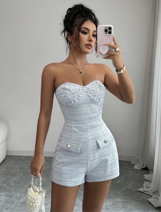 Дамски гащеризон с перлен елемент