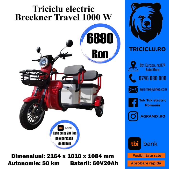 Triciclu electric nou Breckner Travel Agramix