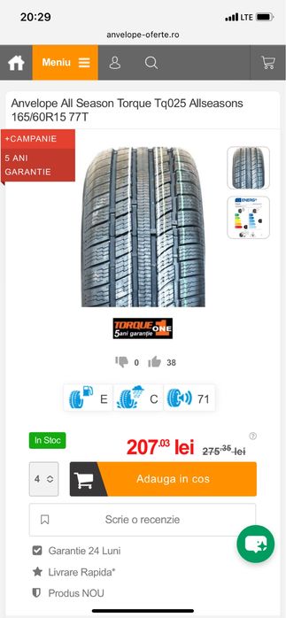 Anvelpe 165 / 60 R15 Iarna / All Season - Toyota Aygo