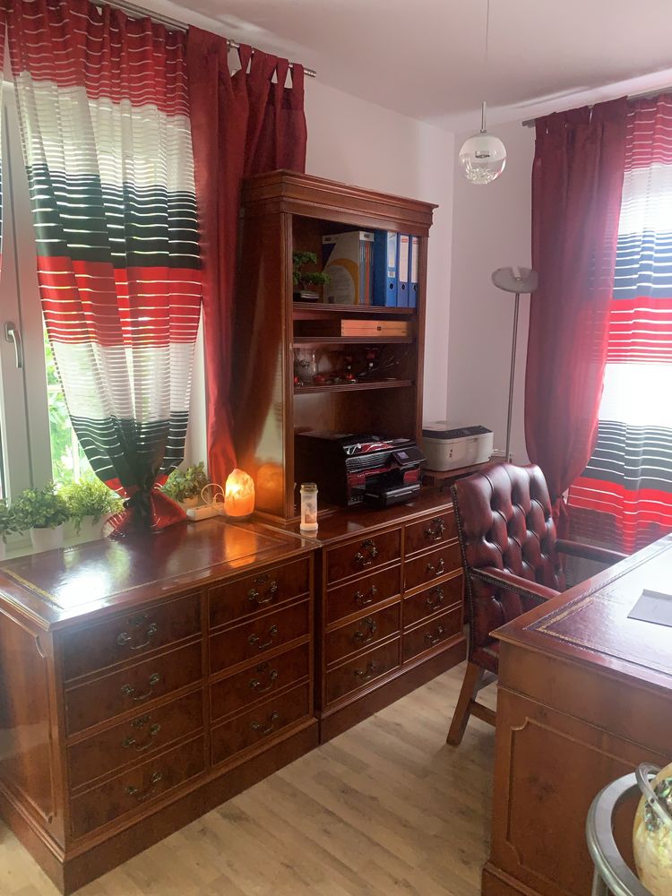 Mobilier birou executiv englezesc lemn masiv si piele