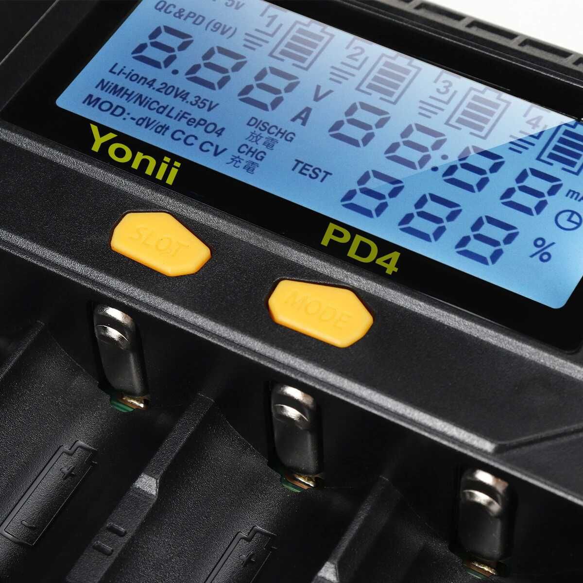 YONII PD4  быстрая умная зарядка аккумуляторов Type-С интерфейсом