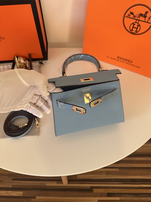 Geanta dama hermes kelly 19cm blue cadou c:71
