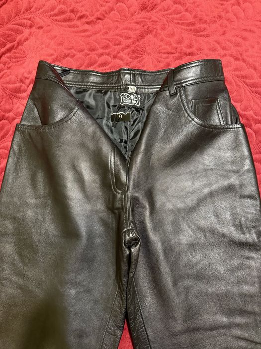 Pantaloni piele NOI, negri, moto, rock