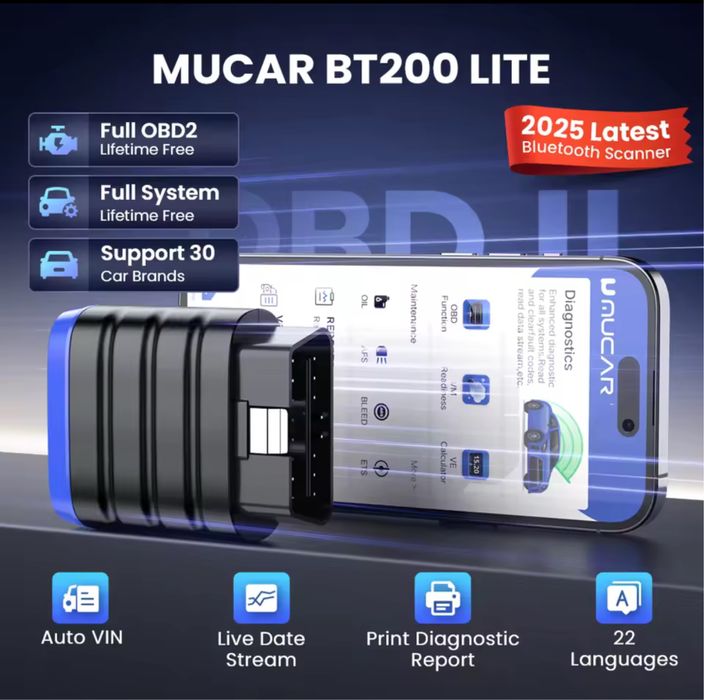 Diagnoza MUCAR BT200 Lite – Scanner OBD-II Bluetooth