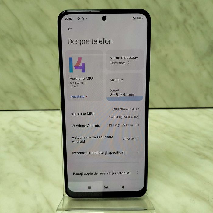 Telefon Xiaomi Redmi Note 12 128GB Onyx Gray Zeus Amanet 22731