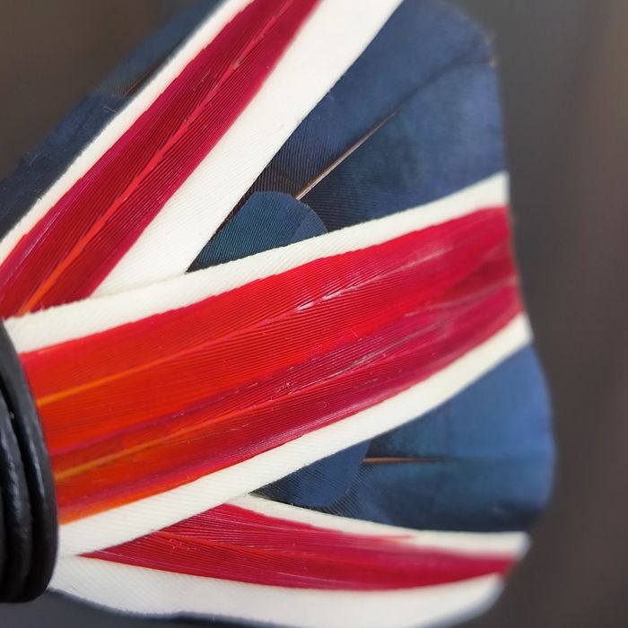 Papion din mătase cu pene de fazan - steag Marea Britanie