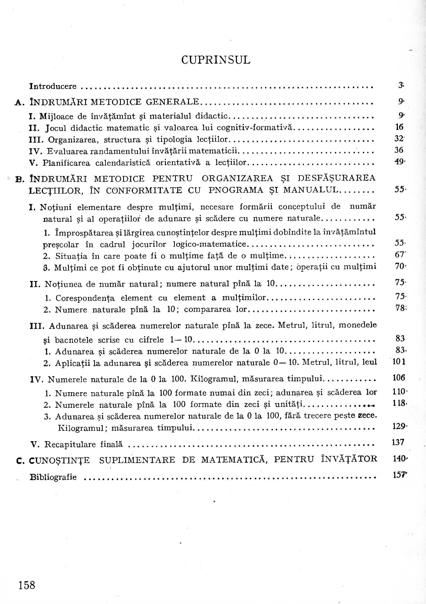 Îndrumătorul Învățătorului - Matematică clasa I - ediţia 1981