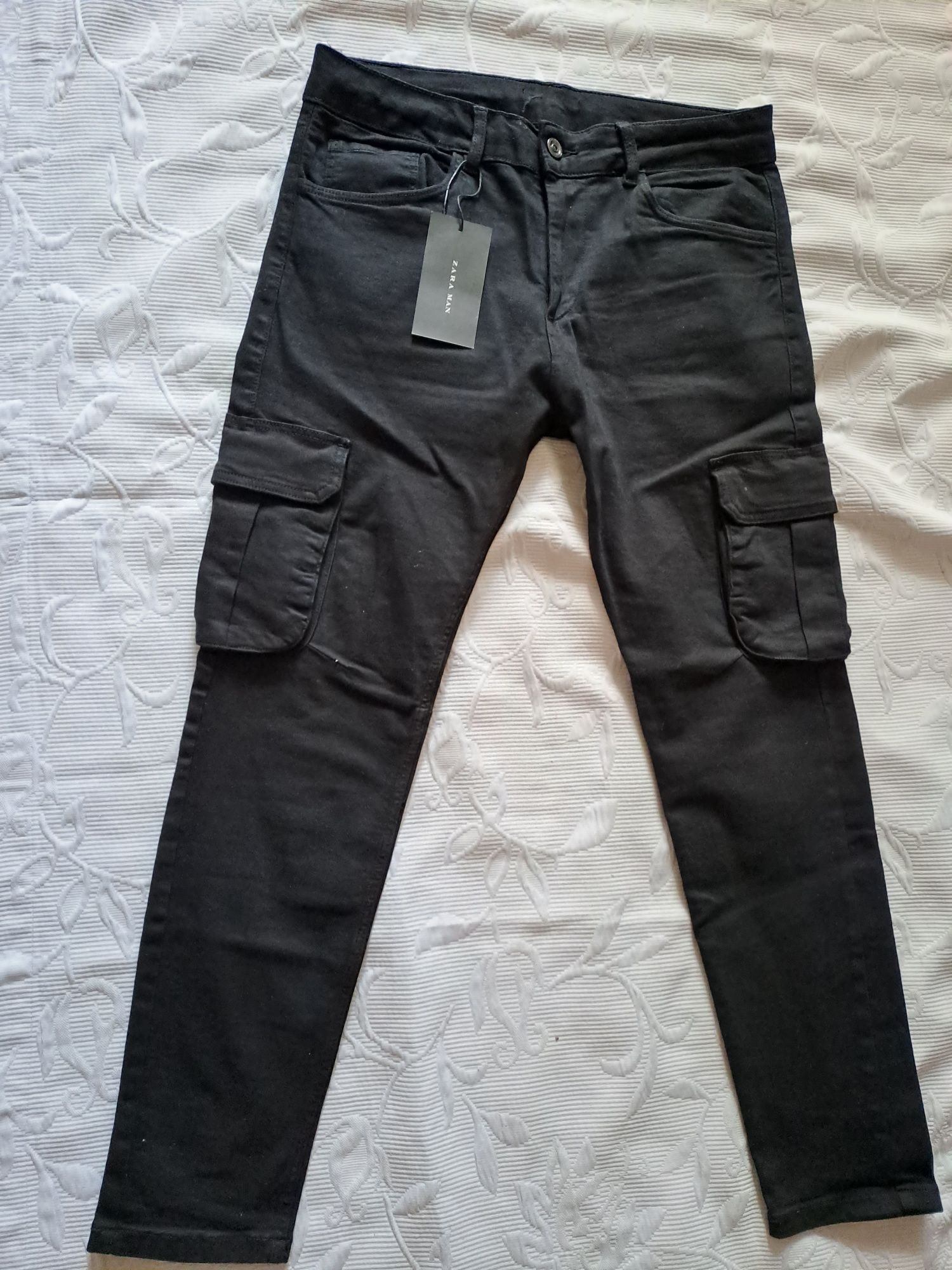 Pantaloni Zara Avangard,denim cargo,skinny,model Rick OwensM 40