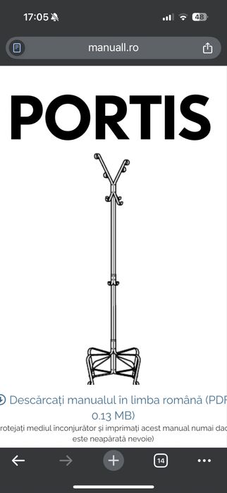 Un cuier si doua pantofare metalice PORTIS Ikea ca noi