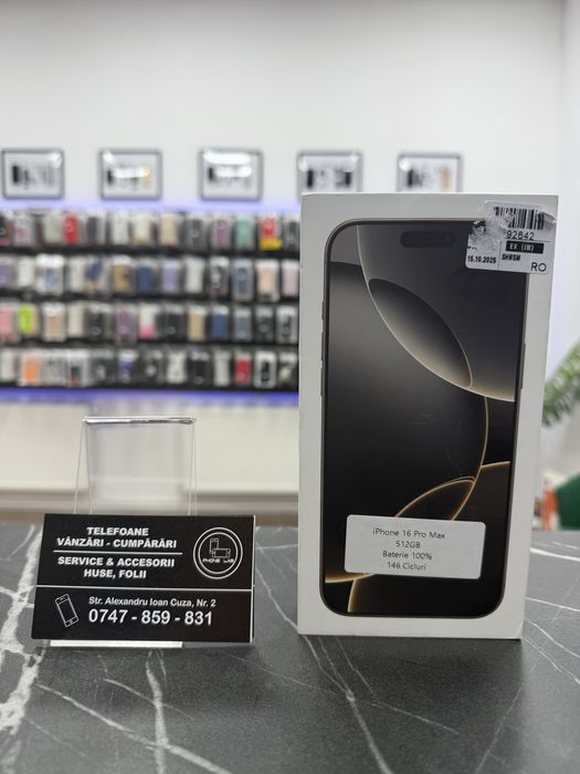 iPhone 16 Pro Max - Natural - 512Gb - Baterie 100% - 2 Ani Garantie!