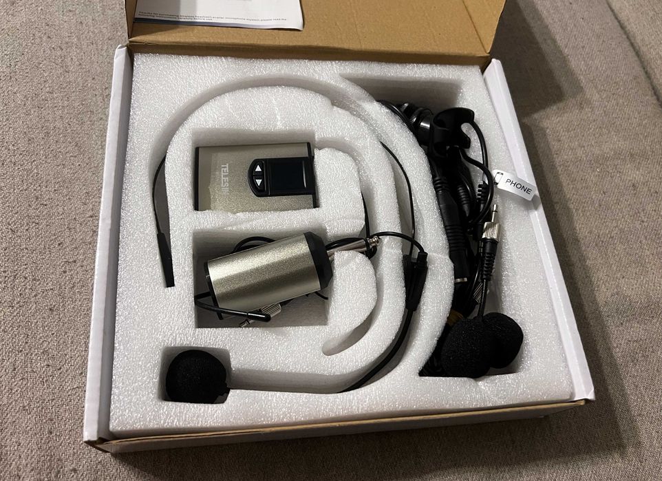 Set microfon wireless headset lavalier 3 microfoane complet