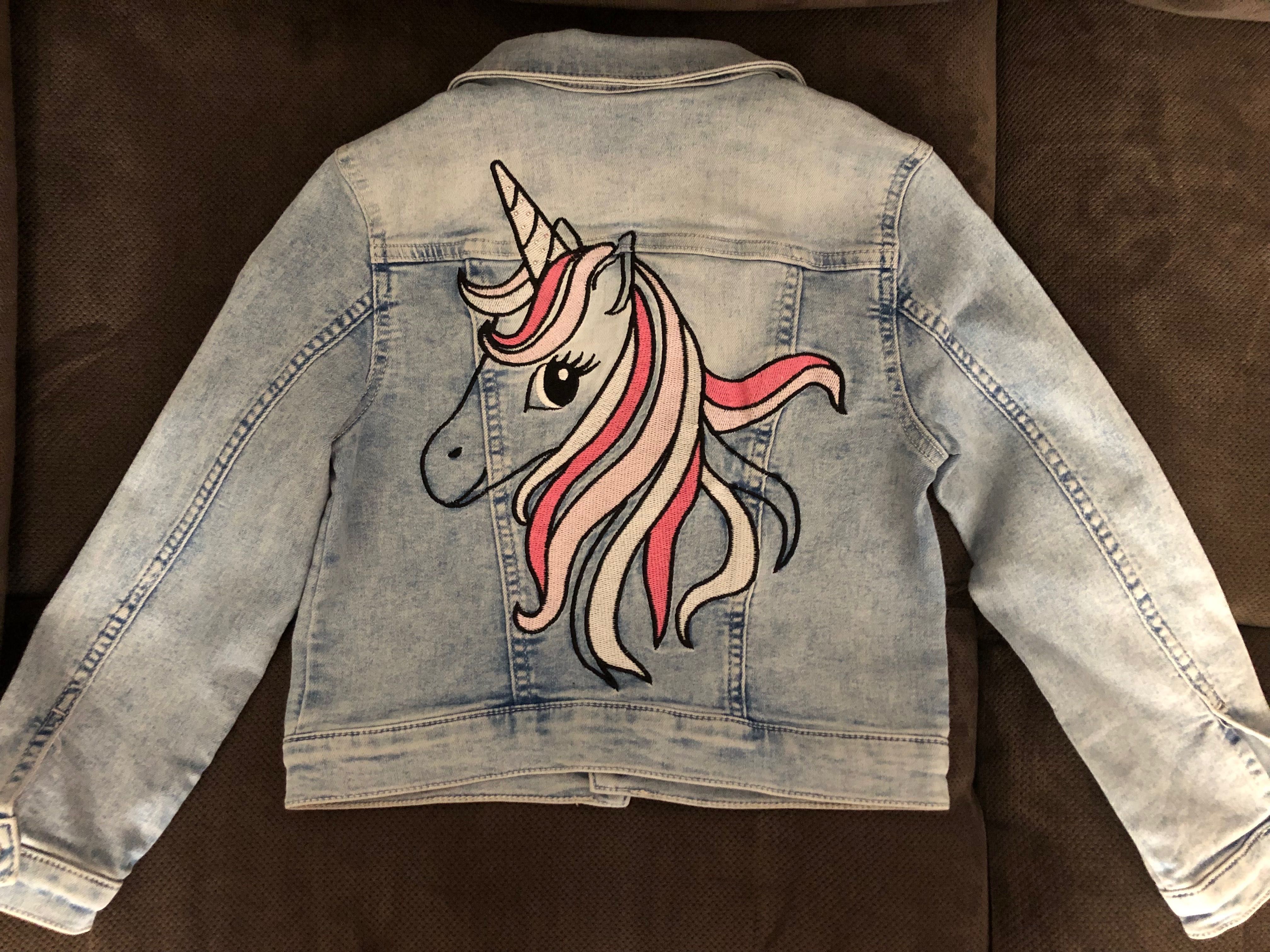 Geaca blugi H&M unicorn 5-6 ani