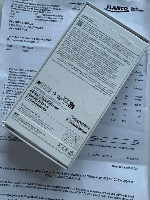 Iphone 16 Pro Max 256GB, Factură și Garanție+ Asigurare 24 Luni!