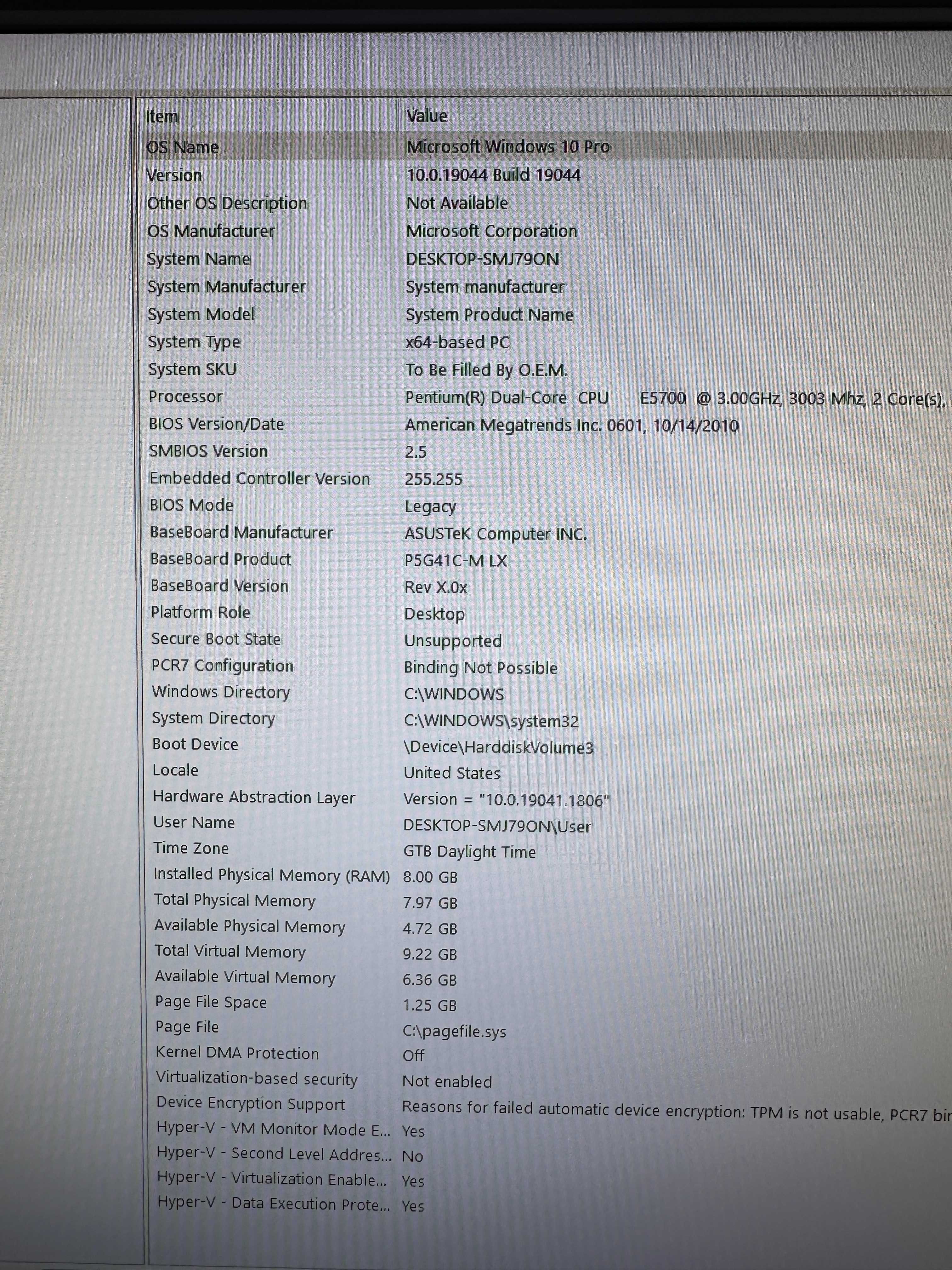 Desktop Dual Core, CPU Intel  E5700, 3GHZ, MOTHERBOARD ASUS P5G41C MLX